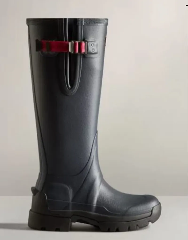 Hunter Ladies Balmoral Adjustable Neoprene Wellington in Navy Peppercorn